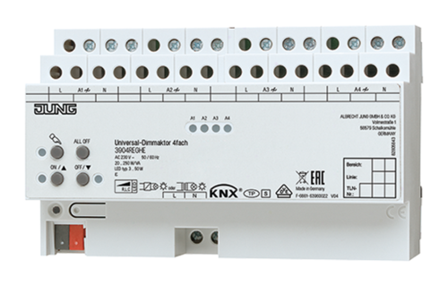 JUNG KNX Диммер универсальный , 4 канала 20-250 W/VA