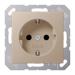 Розетка JUNG A 500, скрытый монтаж, с заземлением, шампань