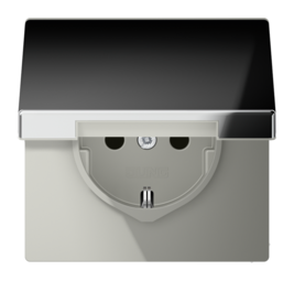 Розетка JUNG LS METAL, скрытый монтаж, с заземлением, с крышкой, хром