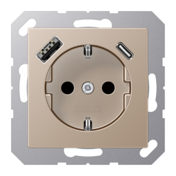 Розетка 2К+З 16А 250В~, с разъемом USB Typ AC